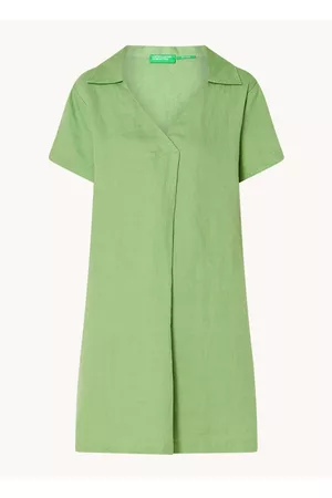 Benetton Dames Zomerjurken - Mini A-lijn jurk van linnen