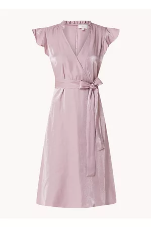 Aaiko Dames Midi jurken - Florine midi jurk met strikceintuur en glanzende finish