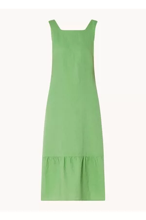 Benetton Dames Midi jurken - Midi jurk van linnen met volant