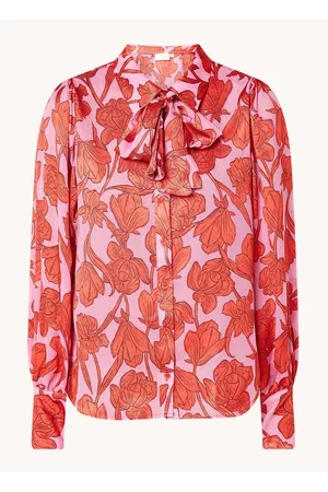Aaiko Dames Geprinte Blouses - Charlotta semi-transparante blouse met bloemenprint en ballonmouw