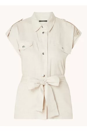 Bruuns Bazaar Dames Blouses - Oxalis Carolinne blouse in linnenblend met strikceintuur