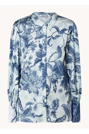 Guess Dames Geprinte Blouses - Raven blouse van satijn met bladprint