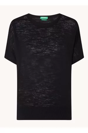 Benetton Dames T-shirts - T-shirt in linnenblend met vleermuismouwen
