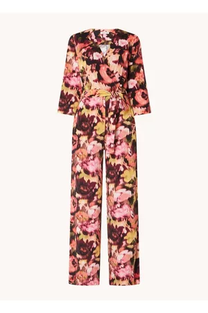 Vanilia Dames Playsuits - Blurry wide fit jumpsuit met bloemenprint en strikceintuur