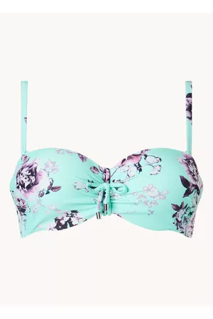 Cyell Dames Bandeau bikini's - Voorgevormde bandeau bikinitop met bloemenprint en beugel