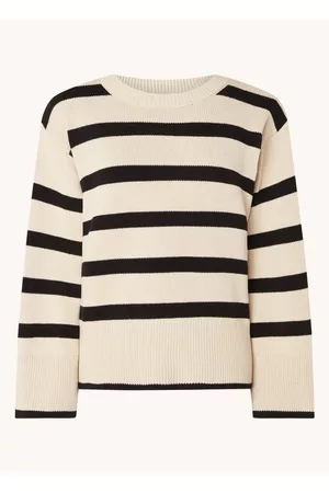 Modstrom Dames Fleece truien - Corbin fijngebreide trui met ingebreide streepprint
