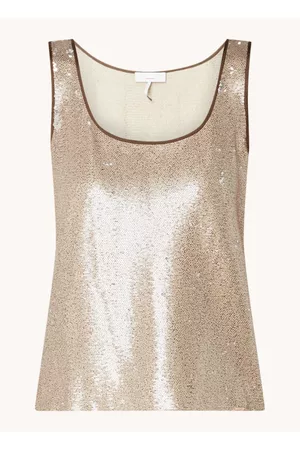 Cinque Dames Tanktops - Pula tanktop met pailletten
