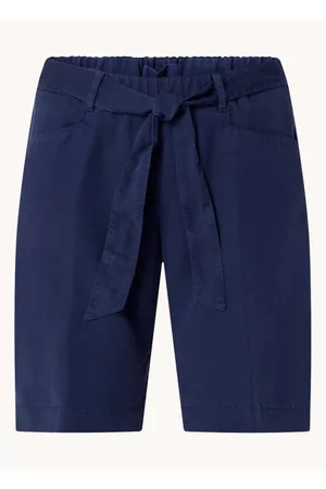 Brax Dames Shorts - Maine B high waist loose fit korte broek van lyocell met strikceintuur