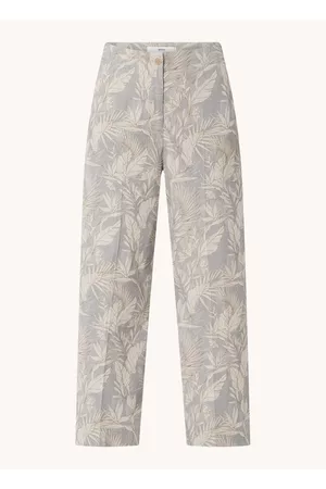 Brax Dames Pantalon - Maine S high waist loose fit pantalon in linnenblend met bladprint