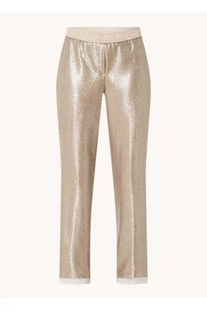 Cinque Dames Pantalon - Sleepy high waist straight fit pantalon met pailletten