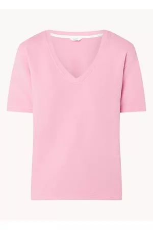 penn ink Dames Geprinte Overhemden - T-shirt van sweatstof met V-hals en backprint