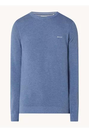 GANT Heren Pullovers - Fijngebreide pullover van piqué katoen met logoborduring