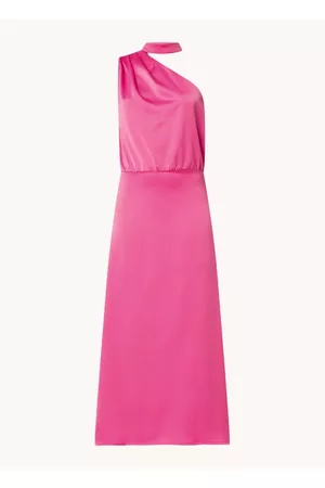 Laagam Dames Asymmetrische jurken - Daphne one shoulder midi jurk met plooidetail