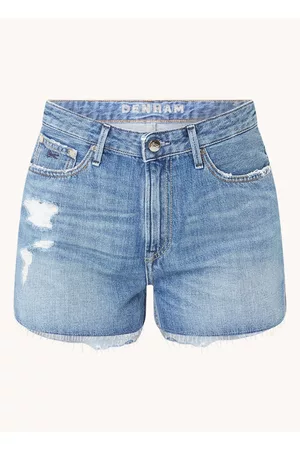 Denham Dames Shorts - Britt mid waist straight fit korte broek van denim