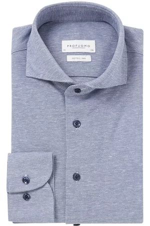 Profuomo Heren Regular Fit Overhemden - Regular fit overhemd met cut away kraag in linnenblend