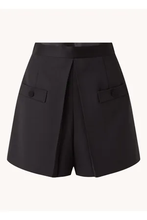 Sandro High waist wide fit korte broek in wolblend met plooidetail