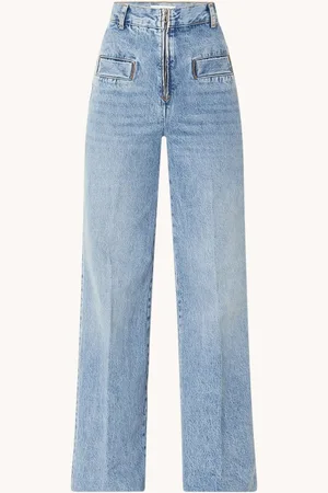 Sandro High waist wide leg jeans met lichte wassing