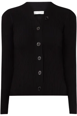 Sandro Ribgebreid vest in zijdeblend met v-hals
