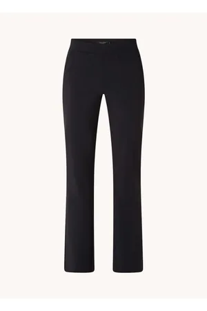 Claudia Sträter Mid waist flared fit pantalon van jersey met steekzakken