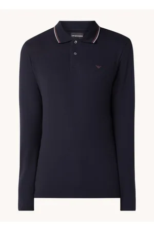 Emporio Armani Slim fit polo van piqué katoen met lange mouw