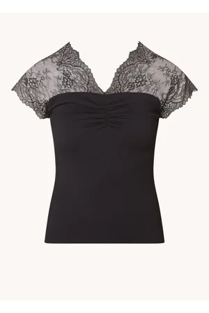 Maje Semi-transparante top met kant en ribstructuur