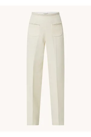 Sandro High waist straight fit pantalon met tweed-look en imitatieparels