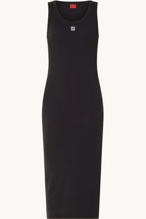HUGO BOSS Nalimera midi kokerjurk met logo en split
