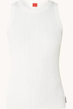 HUGO BOSS Sareple ribgebreide tanktop met logo