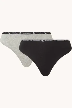 Calvin Klein dames tanga slips (3-pack), met hoge beenuitsnijding, zwart,  wit en grijs