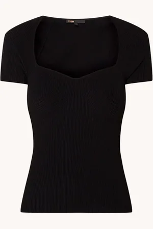 Maje Ribgebreide top met stretch