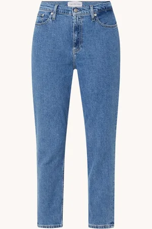 Calvin Klein High waist cropped mom jeans met medium wassing