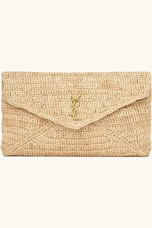 Saint Laurent Cassandre Large clutch van raffia