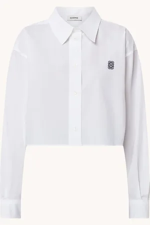 Sandro Cropped blouse met logoborduring