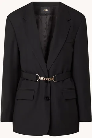 Maje Blazer in wolblend met schoudervulling en ceintuur