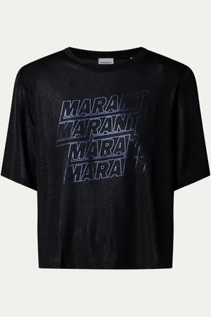 Isabel Marant Freya semi-transparante top met logoprint en schoudervulling