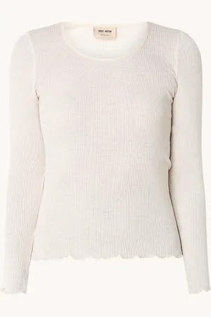Mos Mosh Elaine ribgebreide longsleeve met ruches