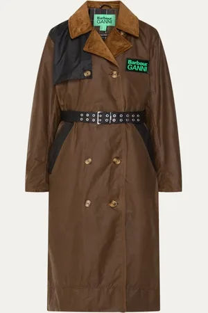 Ganni Double-breasted trenchcoat van biologisch katoen met ceintuur en logo