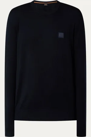 HUGO BOSS Kanovano fijngebreide pullover in kasjmierblend met logo