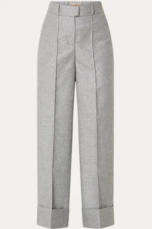Josh V Jagger high waist wide fit pantalon in wolblend met persplooi