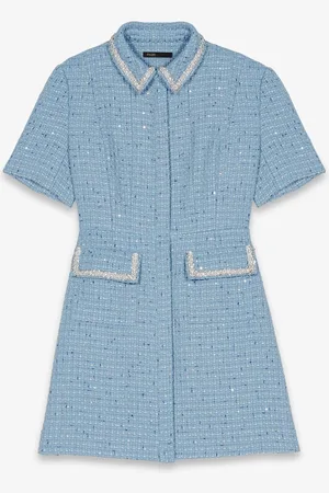 Maje Mini blousejurk met tweed-look en pailletten