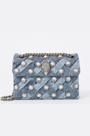 Kurt Geiger Mini Kensington crossbodytas van denim met strass en verstelbare schouderriem