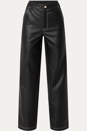 NIKKIE. Hania high waist straight fit broek van imitatieleer