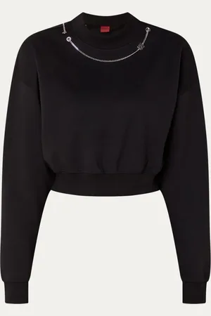 HUGO BOSS Dewita cropped sweater met ronde hals
