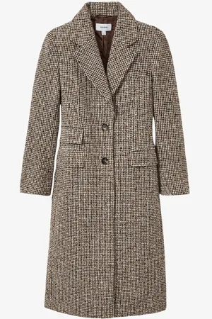 Reiss Kai mantel in wolblend met pied-de-poule dessin
