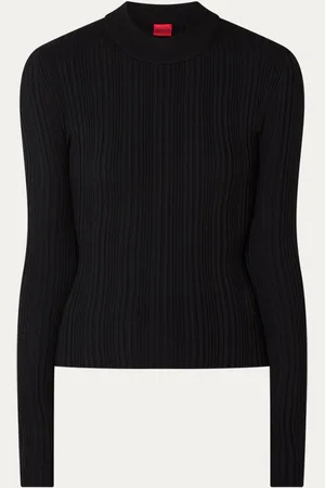 HUGO BOSS Sarphammy ribgebreide longsleeve met opstaande kraag