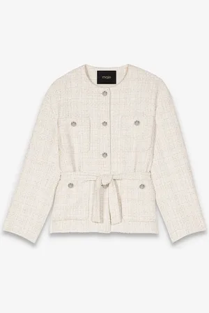 Maje Blazer met tweed-look en strikceintuur