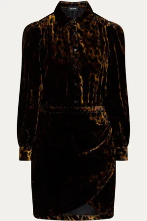 Zadig & Voltaire Rulipe mini blousejurk van fluweel met panterprint