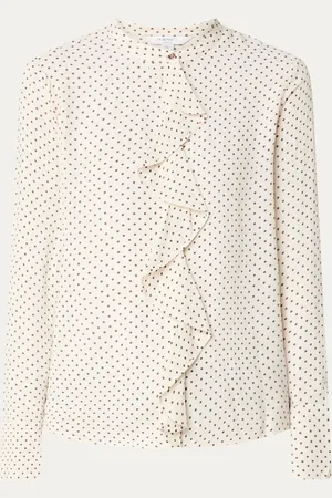 L.K. Bennett Cody blouse met stippenprint en ruches