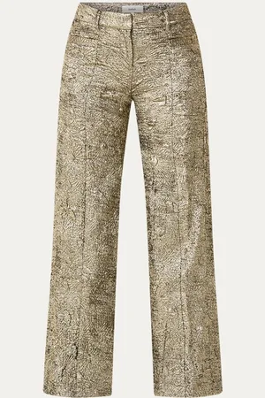Bash Bista high waist straight fit pantalon met jacquard dessin