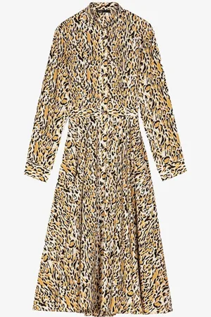 Maje Midi blousejurk met panterprint